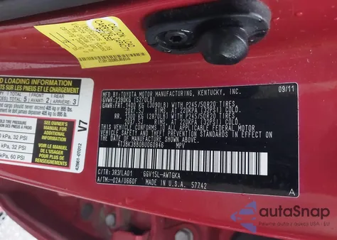 2011 Toyota Venza z USA, uszkodzony, nr VIN 4T3BK3BB0BU060846